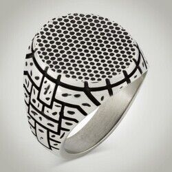 B Series Oval Special Design Mens Ring - 7