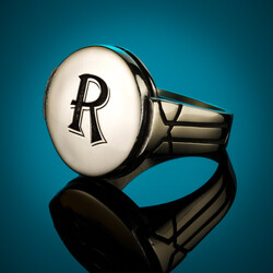B Series Round Design Mens Ring with Personalized Letters Ring - 6