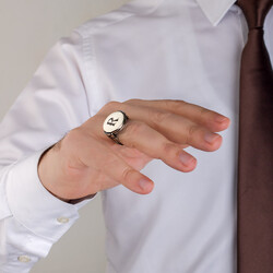 B Series Round Design Mens Ring with Personalized Letters Ring - 5