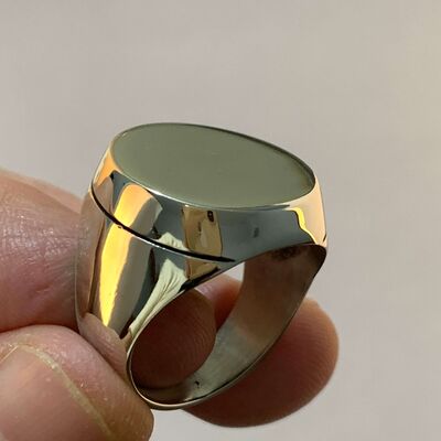 B Series Round Design Plain Mens Ring - 6