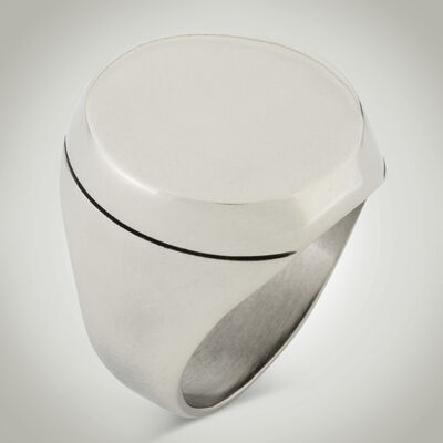 B Series Round Design Plain Mens Ring - 1