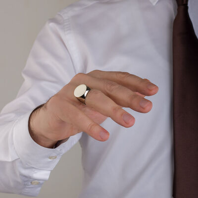 B Series Round Design Plain Mens Ring - 4