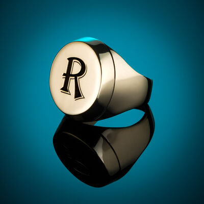 B Series Round Design Simple Men's Ring Personalized Letter Ring - 6