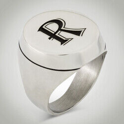 B Series Round Design Simple Men's Ring Personalized Letter Ring - 7