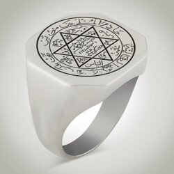 B Series Simple Design Octagon Seal Solomons Men Ring - 1
