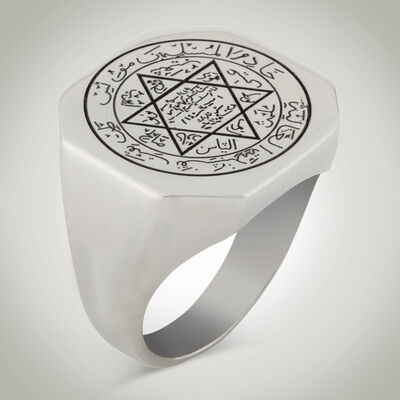 B Series Simple Design Octagon Seal Solomons Men Ring - 1