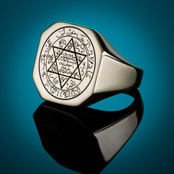 B Series Simple Design Octagon Seal Solomons Men Ring - 4