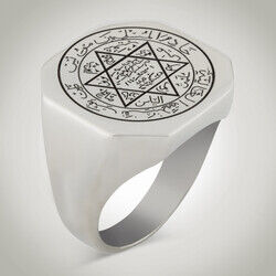 B Series Simple Design Octagon Seal Solomons Men Ring - 7