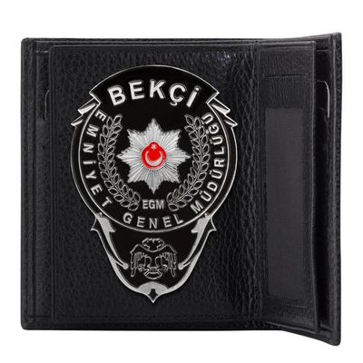 Bekçi Rozetli Klasik Cüzdan Siyah - 1