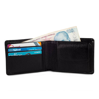 Bifold Genuine Leather Wallet with Extra Card Holder and Coin Pouch Black - 6
