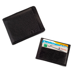 Bifold Genuine Leather Wallet with Extra Card Holder and Coin Pouch Black 