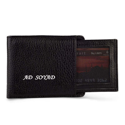 Bifold Genuine Leather Wallet with Extra Card Holder and Coin Pouch Black - 2