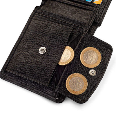 Bifold Genuine Leather Wallet with Extra Card Holder and Coin Pouch Black - 7