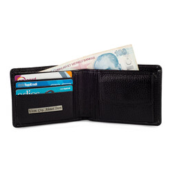 Bifold Genuine Leather Wallet with Extra Card Holder and Coin Pouch Black - 4