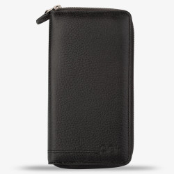 Unisex Big Size Zipper Leather Wallet With Mobil Phone Holder Black - 3
