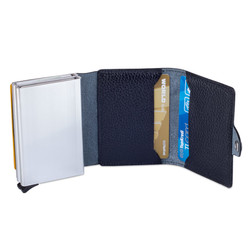 Black Personalized Leather Card Holder with Double Auto Mechanism - 5
