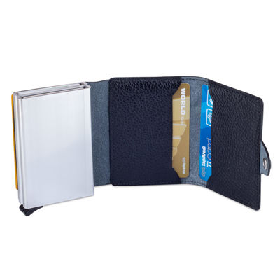 Black Personalized Leather Card Holder with Double Auto Mechanism - 4
