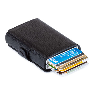 Black Personalized Leather Card Holder with Double Auto Mechanism - 5