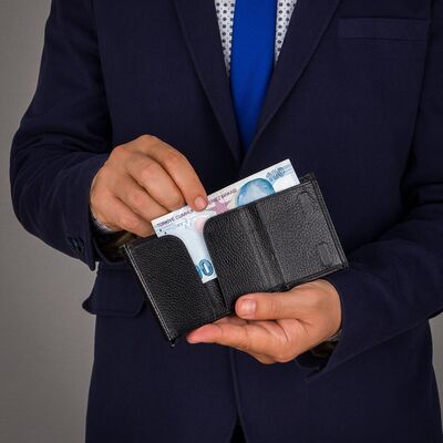 Black Personalized Leather Card Holder with Mechanism - 6
