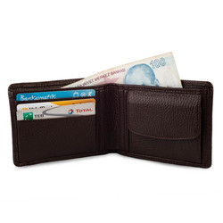 Bifold Genuine Leather Wallet with Extra Card Holder and Coin Pouch Brown - 6