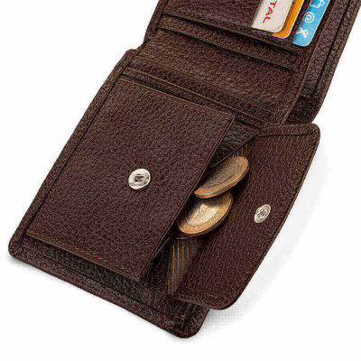 Bifold Genuine Leather Wallet with Extra Card Holder and Coin Pouch Brown - 7