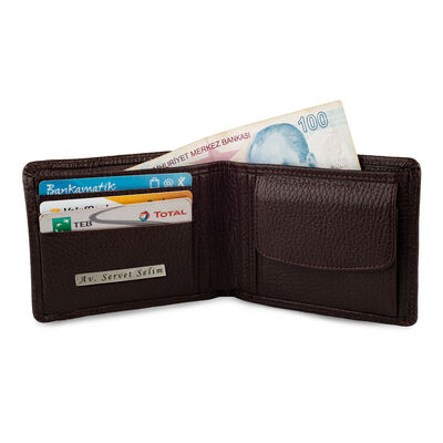 Bifold Genuine Leather Wallet with Extra Card Holder and Coin Pouch Brown - 4