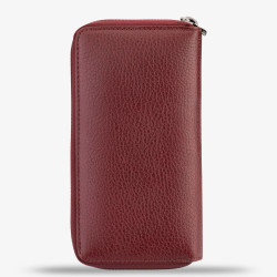 Unisex Big Size Zipper Leather Wallet With Mobil Phone Holder Burgundy - 4
