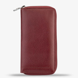Unisex Big Size Zipper Leather Wallet With Mobil Phone Holder Burgundy - 3