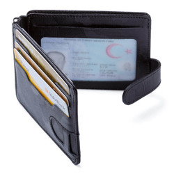 Double-Sided Minimalist Leather Wallet wiht Money Clip Black Camouflage - 6