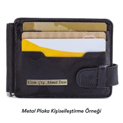 Double-Sided Minimalist Leather Wallet wiht Money Clip Black Camouflage - 3