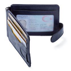 Double-Sided Minimalist Leather Wallet wiht Money Clip Navy Blue Camouflage - 6