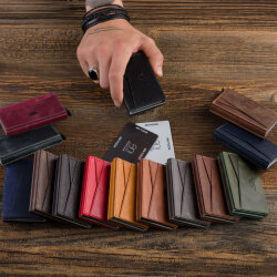 Automatic Mechanism Pop-up Vintage Crazy Leather Card Holder with Coin Pouch Tan - Anı Yüzük