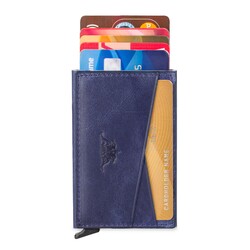 Change Anıtolia Vintage Crazy Deri Bozuk Para Bölmeli Mekanizmalı Kartlık Cüzdan Mavi - Anı Yüzük