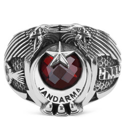 Çift Kartal Başlı Göktürkçe Türk Yazılı Jandarma Yüzüğü - Anı Yüzük