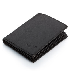 Genuine Leather Vertical Classic Men's Wallet with Badge Area Black - 2