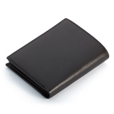 Genuine Leather Vertical Classic Men's Wallet with Badge Area Black - 2