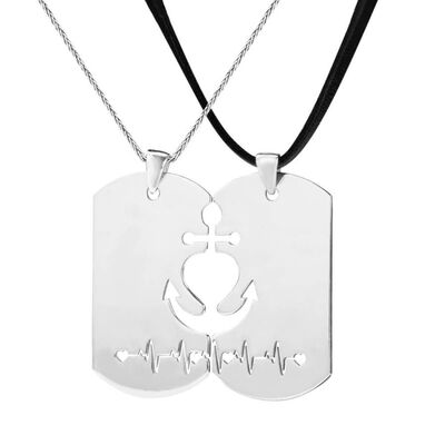 Complementing Anchor Heartbeat Couples Necklace - 1