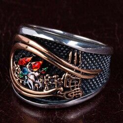 Conquest of Istanbul Silver Mens Ring - 6