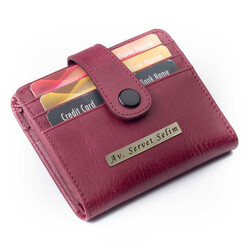 Cosmopolit Çıtçıtlı Fonksiyonel Crazy Deri Klasik Erkek Cüzdan Bordo - Anı Yüzük