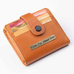 Cosmopolit Çıtçıtlı Fonksiyonel Crazy Deri Klasik Erkek Cüzdan Hardal - Anı Yüzük