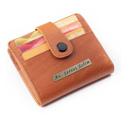 Cosmopolit Çıtçıtlı Fonksiyonel Crazy Deri Klasik Erkek Cüzdan Taba - Anı Yüzük