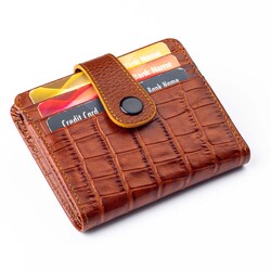 Cosmopolit Çıtçıtlı Fonksiyonel Kroko Deri Klasik Erkek Cüzdan Taba - Anı Yüzük