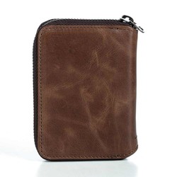 Zip-around Vintage Crazy Leather Card Holder Wallet Brown - 2