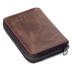 Zip-around Vintage Crazy Leather Card Holder Wallet Brown - 5