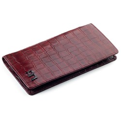 Croc Embossed Leather Long Wallet with Cellphone Holder Burgundy 