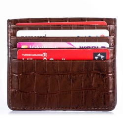 Practical Design Croco Leather Slim Card Holder Wallet with Gripper Brown - 4