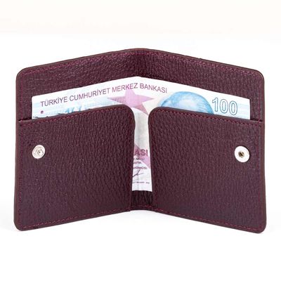 Practical Design Croco Leather Slim Card Holder Wallet with Gripper Burgundy - 6