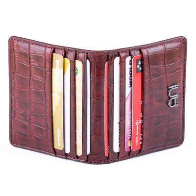 Practical Design Croco Leather Slim Card Holder Wallet with Gripper Burgundy - 5