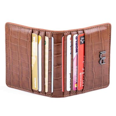 Practical Design Croco Leather Slim Card Holder Wallet with Gripper Tan - 5