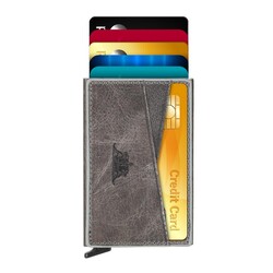 Crosswise Anıtolia Crazy Deri Pratik Mekanizmalı Kartlık Gri - Anı Yüzük